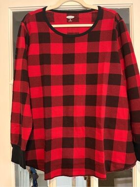 Old Navy Red & Black Buffalo Plaid Long Sleeve Top Thermal